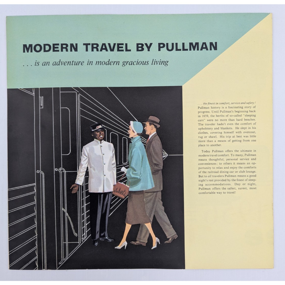 Vintage Railroad Modern Travel by Pullman Single Sheet Advertising Brochure